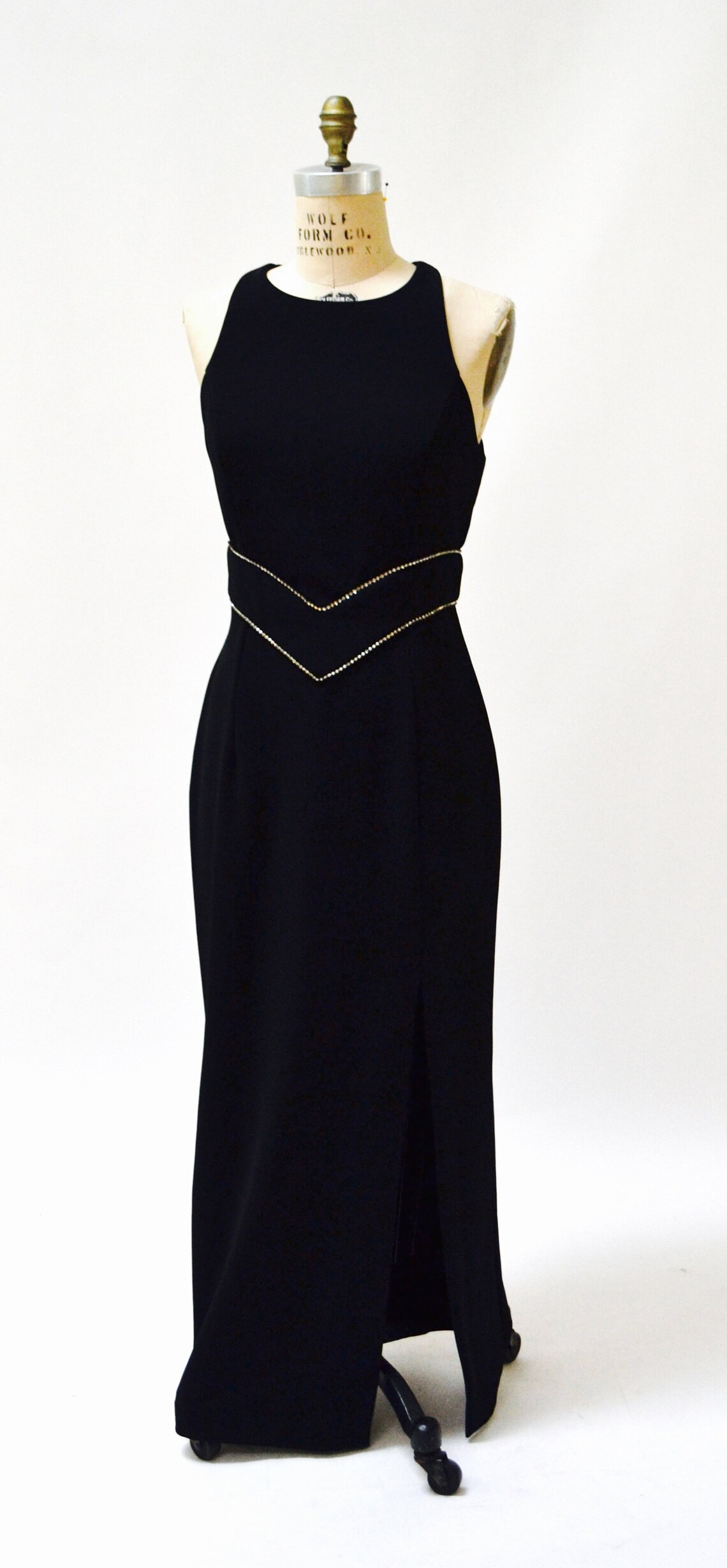 Vintage Black Prom Dress Large Black Long Evening Gown on Luulla