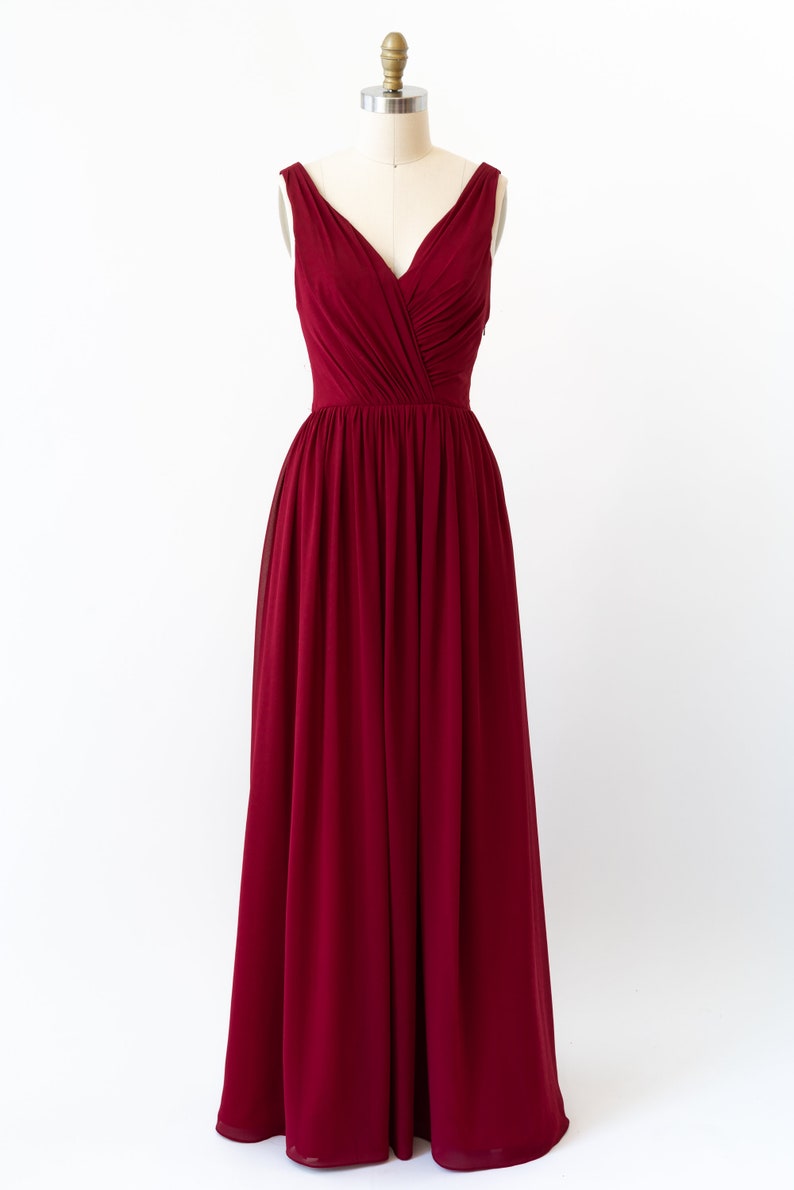 Pleated V-neck A-Line Chiffon Dress With Slit Yellow